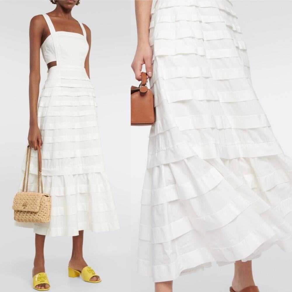 NWT Jonathan Simkhai Sicillia Dress White Poplin Pleated Bridal Preppy Size 8 - Picture 12 of 16